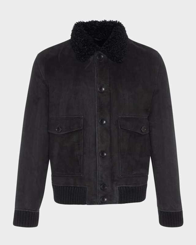 Men's Shearling Lamb Bomber Jacket